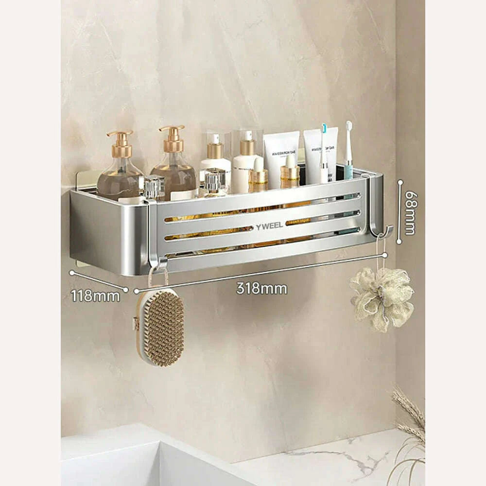 1-3 Floors Wall Mounted No Drill Bathroom Shelf Shower Shelf Makeup Organizer Shelf Shampoo Stand Bathroom Accessories