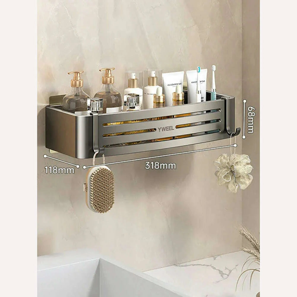1-3 Floors Wall Mounted No Drill Bathroom Shelf Shower Shelf Makeup Organizer Shelf Shampoo Stand Bathroom Accessories