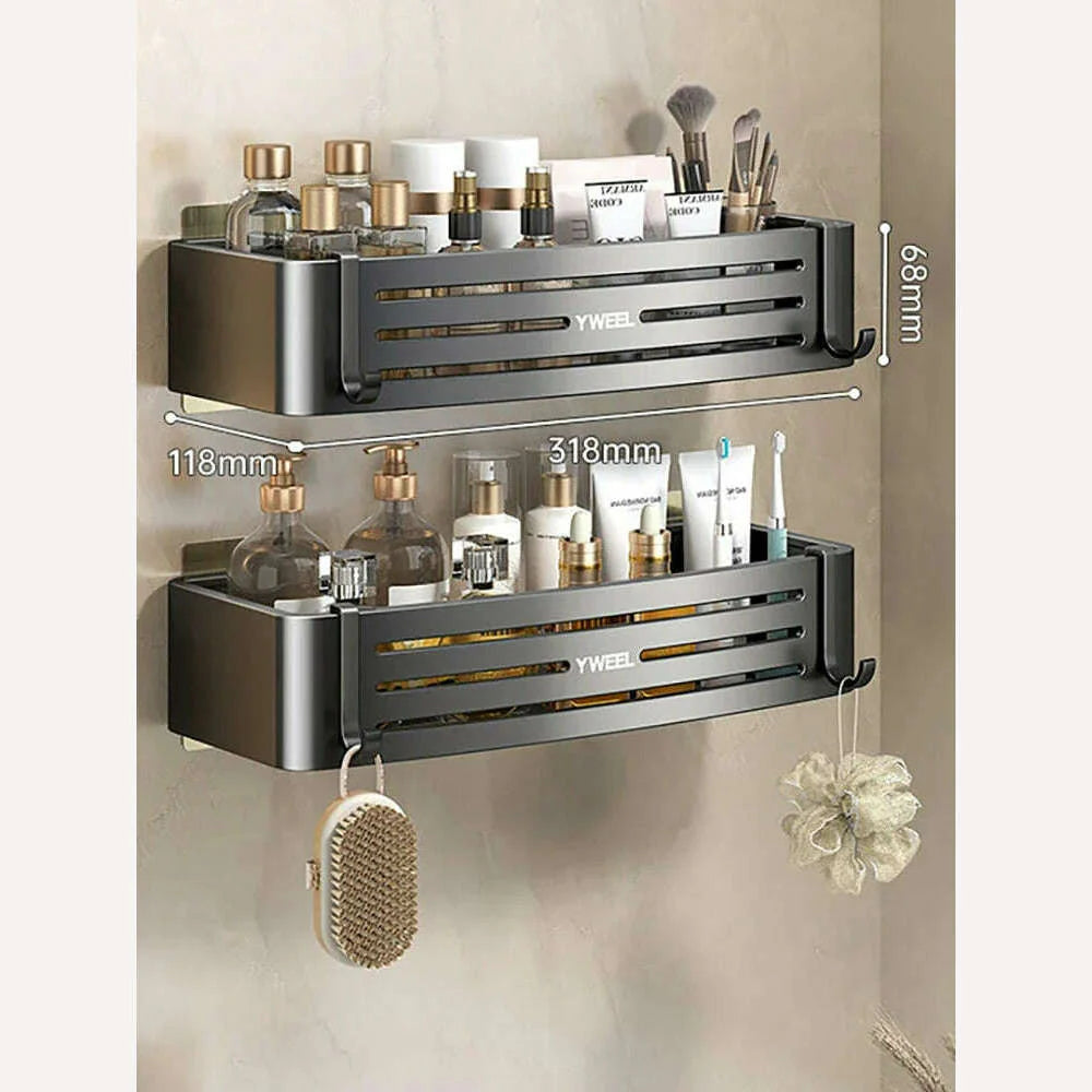 1-3 Floors Wall Mounted No Drill Bathroom Shelf Shower Shelf Makeup Organizer Shelf Shampoo Stand Bathroom Accessories
