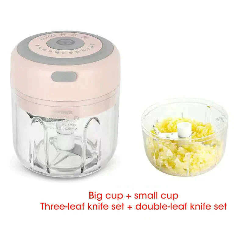 100/300mL Mini Electric Garlic Chopper USB Charging Ginger Masher Machine Sturdy Durable Chili Vegetable Crusher Kitchen Tool