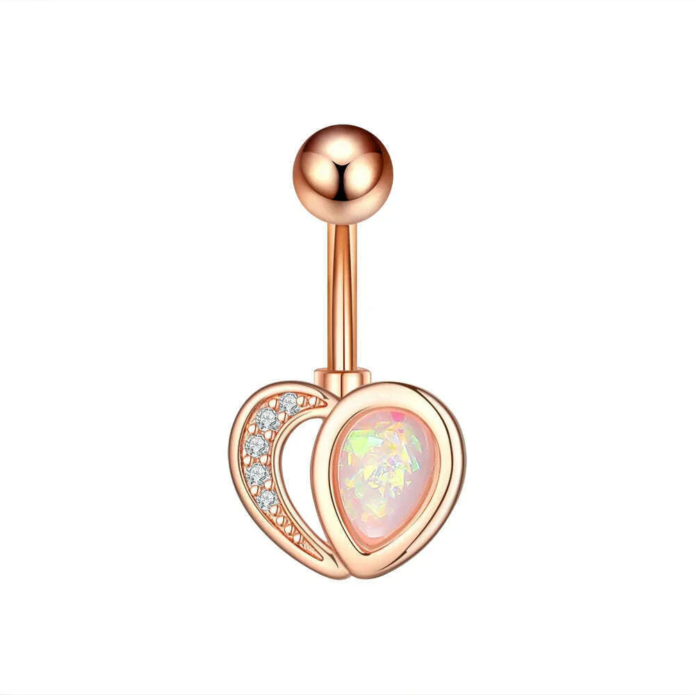 1PC Surgical Steel Belly Button Rings Crystal Piercing Navel Heart Style Navel Piercing Earring Belly Piercings Ombligo Jewelry