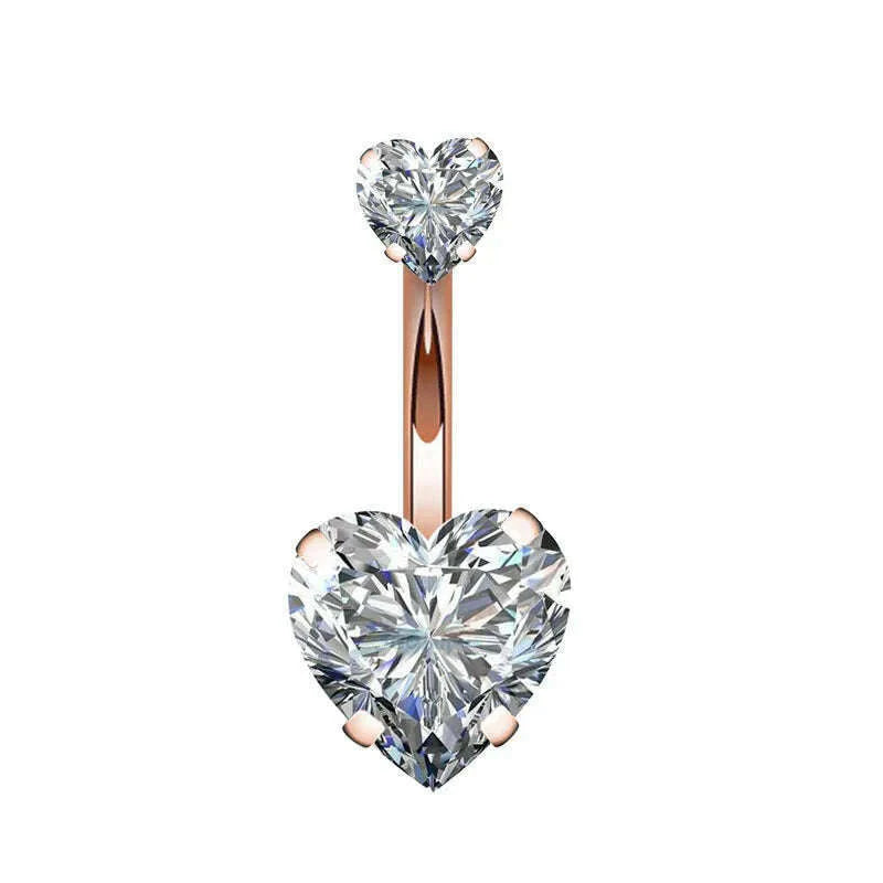 1PC Surgical Steel Belly Button Rings Crystal Piercing Navel Heart Style Navel Piercing Earring Belly Piercings Ombligo Jewelry