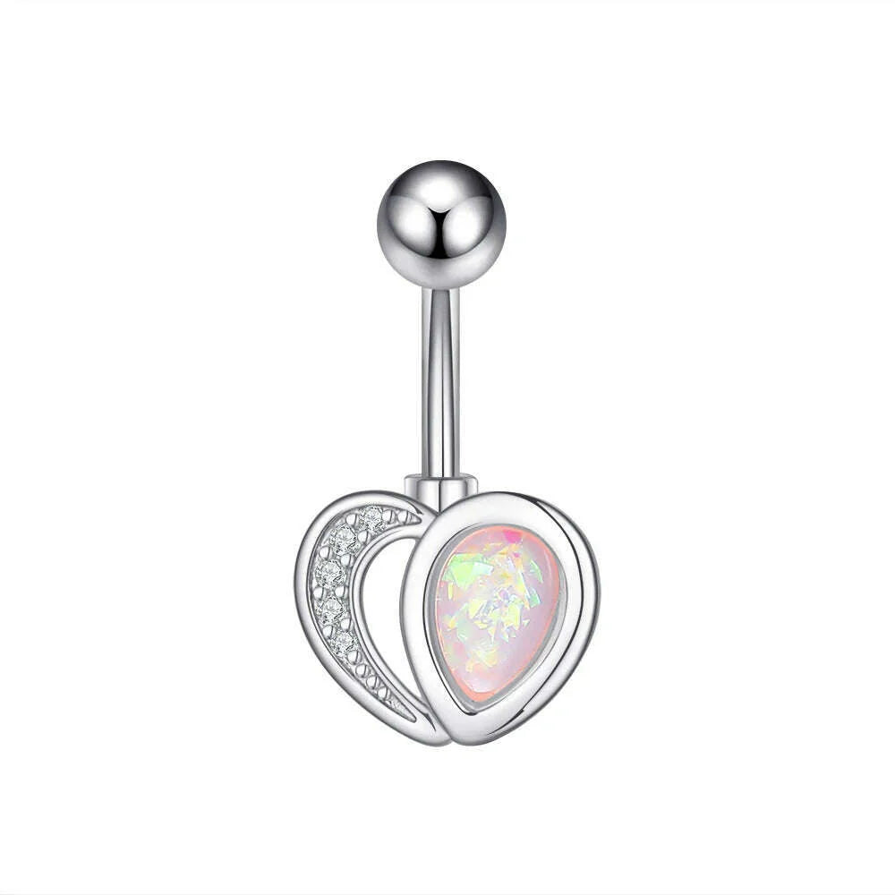 1PC Surgical Steel Belly Button Rings Crystal Piercing Navel Heart Style Navel Piercing Earring Belly Piercings Ombligo Jewelry