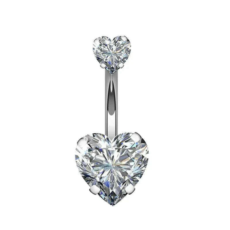 1PC Surgical Steel Belly Button Rings Crystal Piercing Navel Heart Style Navel Piercing Earring Belly Piercings Ombligo Jewelry