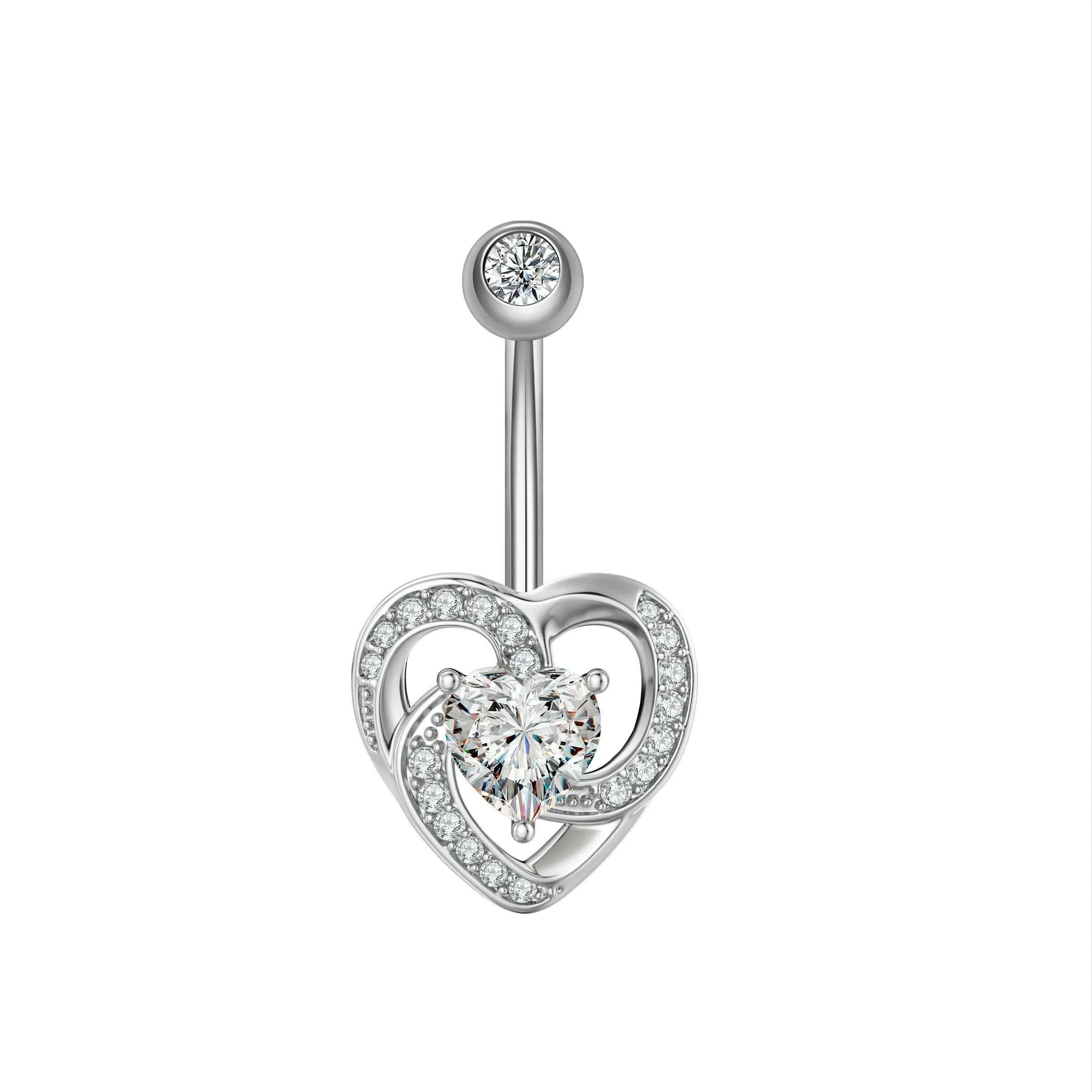 1PC Surgical Steel Belly Button Rings Crystal Piercing Navel Heart Style Navel Piercing Earring Belly Piercings Ombligo Jewelry