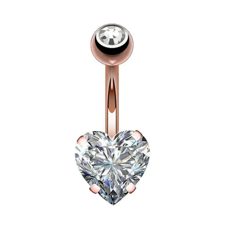1PC Surgical Steel Belly Button Rings Crystal Piercing Navel Heart Style Navel Piercing Earring Belly Piercings Ombligo Jewelry