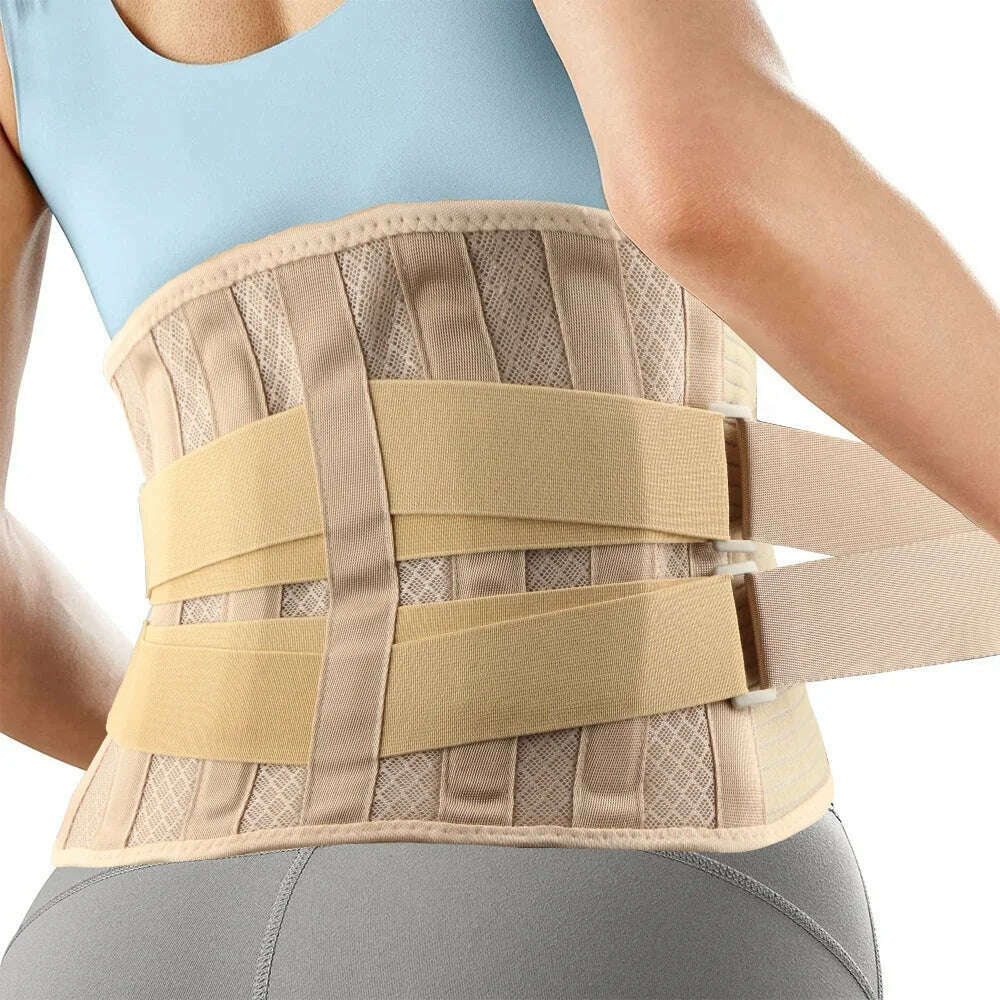 1Pcs Back Brace for Lower Back Pain with 6 Stays,Breathable Back Support Belt for Men Women - Anti-skid Lumbar Support for Work