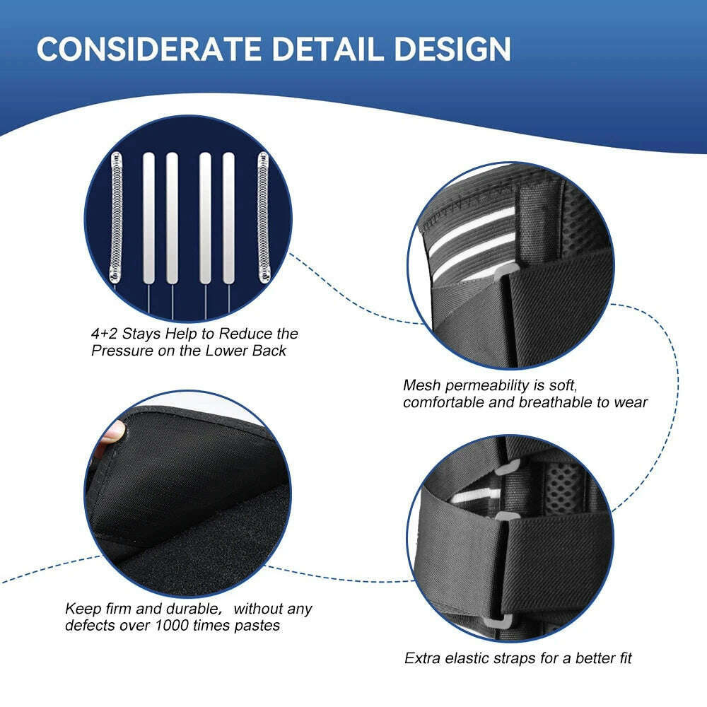 1Pcs Back Brace for Men Women Lower Back with Biomimetic Lumbar Pads - Breathable & Adjustable Lumbar Support Belts for Sciatica