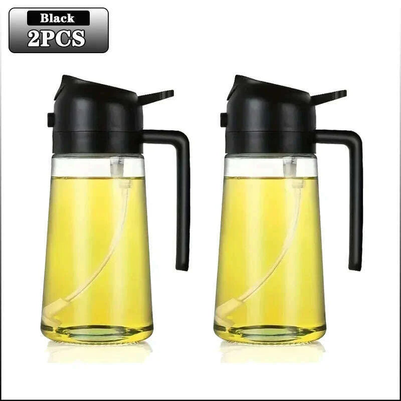 2-in-1 Glass Oil Sprayer 500ml, Spray Oil Dispenser for BBQ, Baking, Roasting, Kitchen & Picnic Use