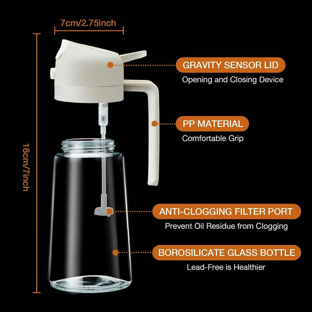2 in 1 Glass Oil Sprayer & Dispenser Olive Oil Dispenser Bottle Kitchen Salad Olive Oil Spray For Cooking BBQ Spray Bottle