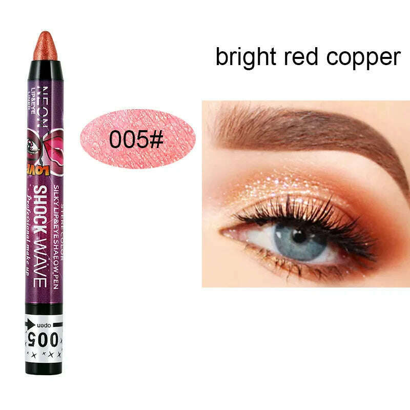 2 In 1 Glitter Eyeshadow Lipstick Pencil Stick Waterproof Pearl Silkworm Eye Shadow Pen Long-lasting Eyeshadow Make Up Cosmetic