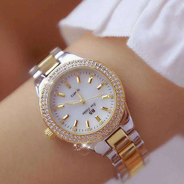 2022 Ladies Wrist Watches Dress Gold Watch Women Crystal Diamond Watches Stainless Steel Silver Clock Women Montre Femme 2021