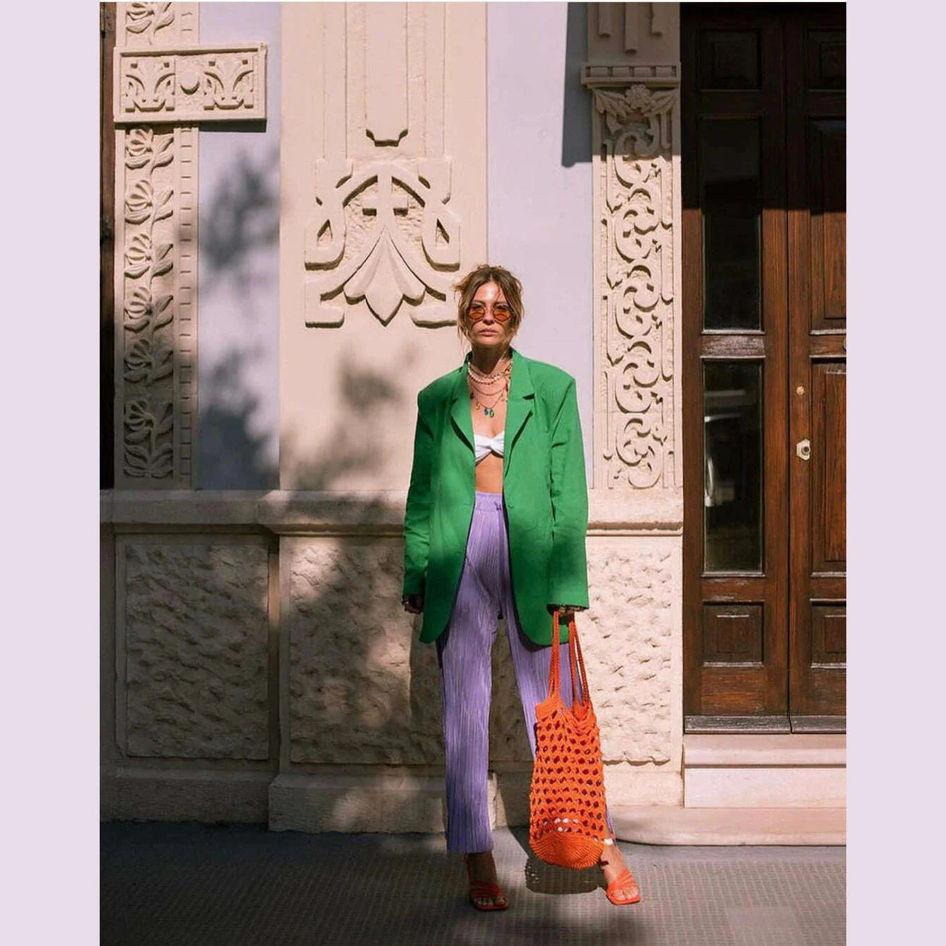 2023 Fashion Autumn Solid Shoulder Pads Blazer For Women Casual Long Sleeve Single-Breasted Loose Coat Tops Female Green Outwear