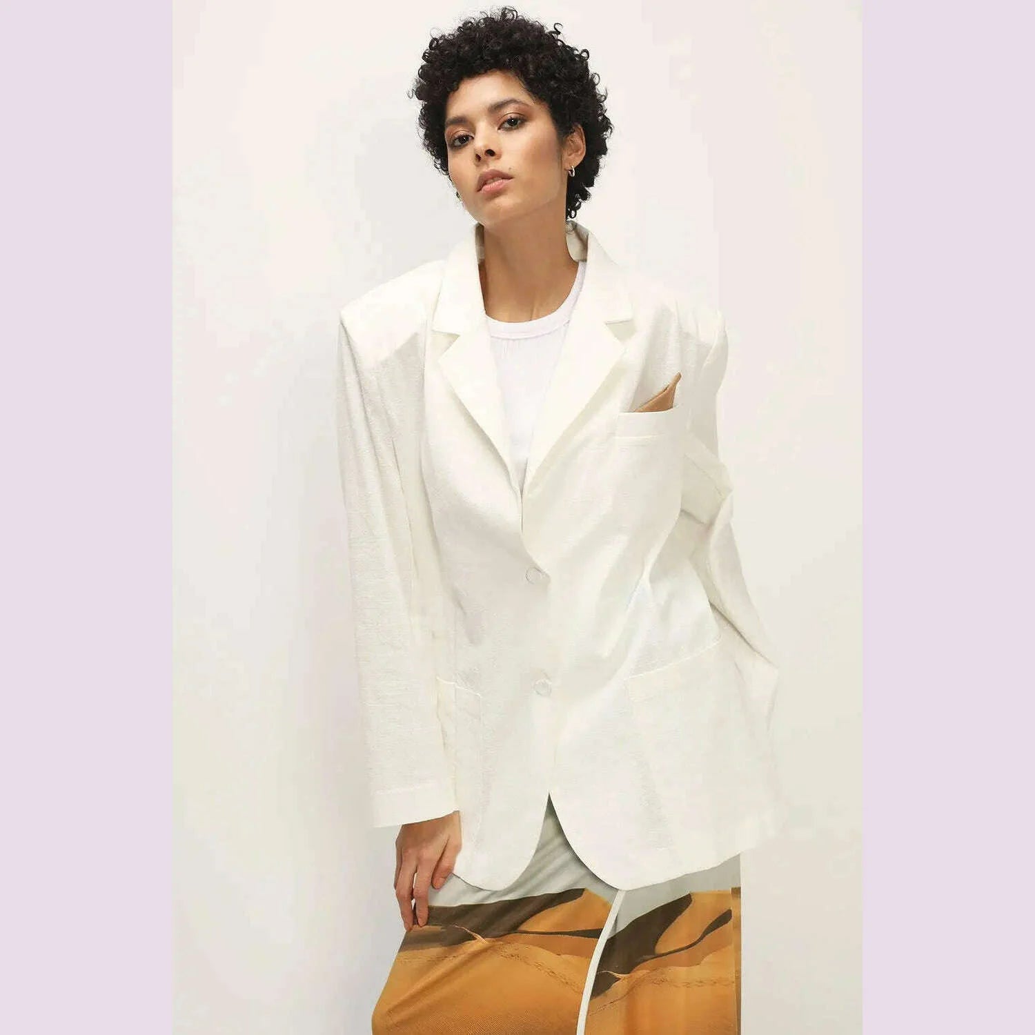 2023 Fashion Autumn Solid Shoulder Pads Blazer For Women Casual Long Sleeve Single-Breasted Loose Coat Tops Female Green Outwear