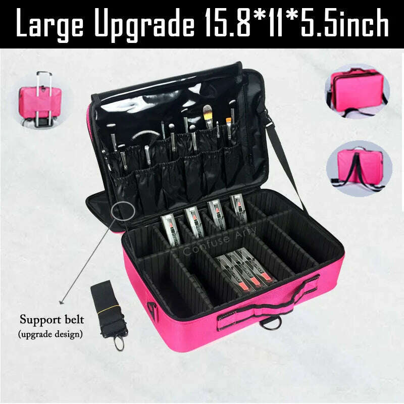 2023 New Makeup Cosmetic Case Waterproof Oxford Cloth Large Capacity Travel Storage Bag Tattoo Beautician Suitcases