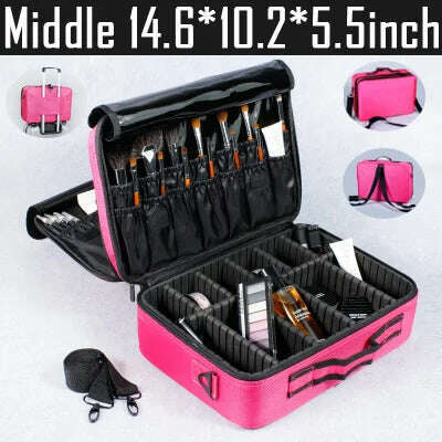 2023 New Makeup Cosmetic Case Waterproof Oxford Cloth Large Capacity Travel Storage Bag Tattoo Beautician Suitcases