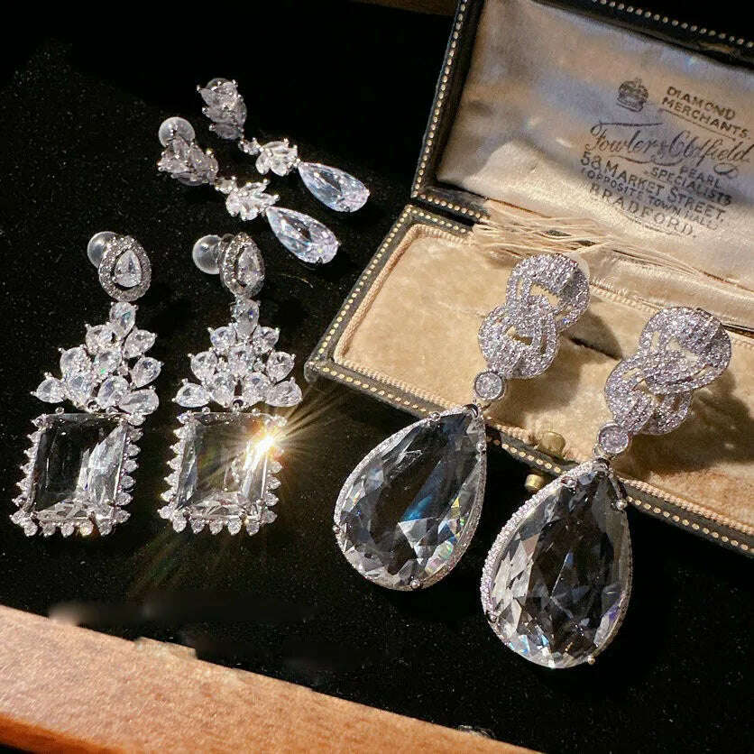 2023 Women Sotheby's Droplet Gem Plated with 18K Gold Geometric Large Carat Zircon Earrings
