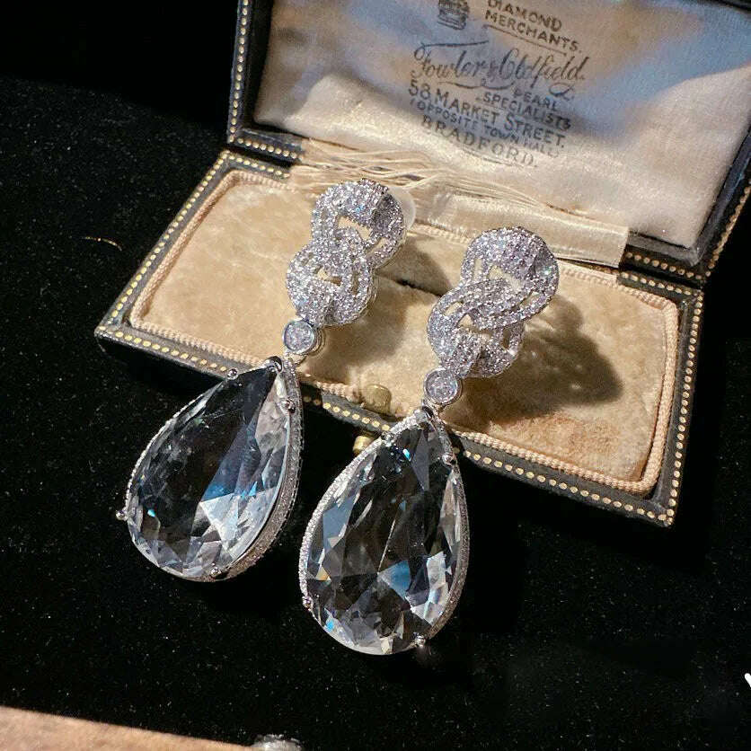 2023 Women Sotheby's Droplet Gem Plated with 18K Gold Geometric Large Carat Zircon Earrings