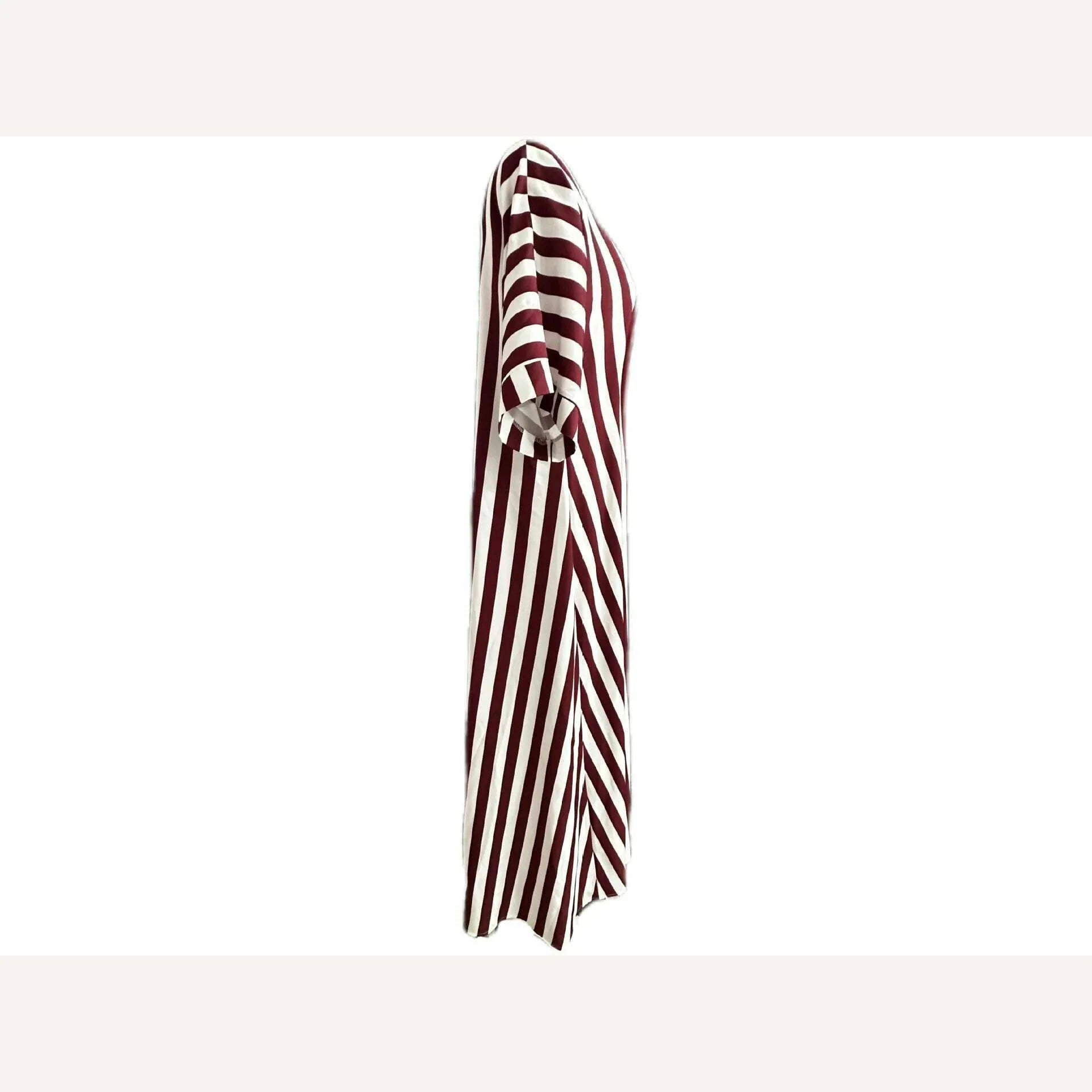 2024 AliExpress Europe and America Plus Size Women's Cross border Summer New Product Split Casual Stripe Short sleeved Dress