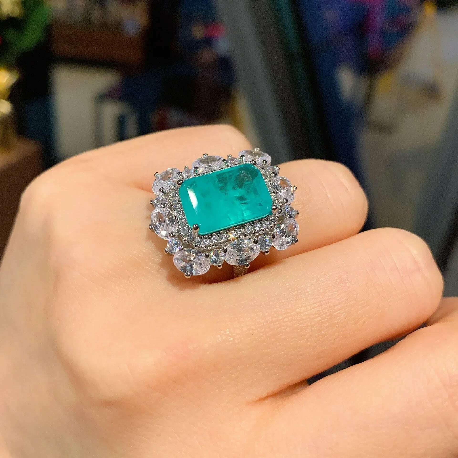2024 New 925 Sterling Silver Paraiba Necklace Pendant Ring Earring Women Luxury wedding anniversary Gift Party Fine Jewelry Set