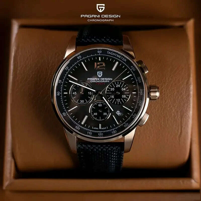 2024 New PAGANI DESIGN 41MM Multifunctional Men's Quartz Watch VK63 Sapphire Glass Chronograph 10Bar Waterproof Luminous Watch
