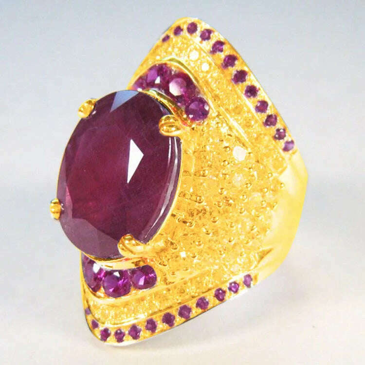 2024 New Red Corundum Ring Women's Super Large Zircon Light Luxury Fashion Party Jewelry Dove Egg Shiny Wholesale