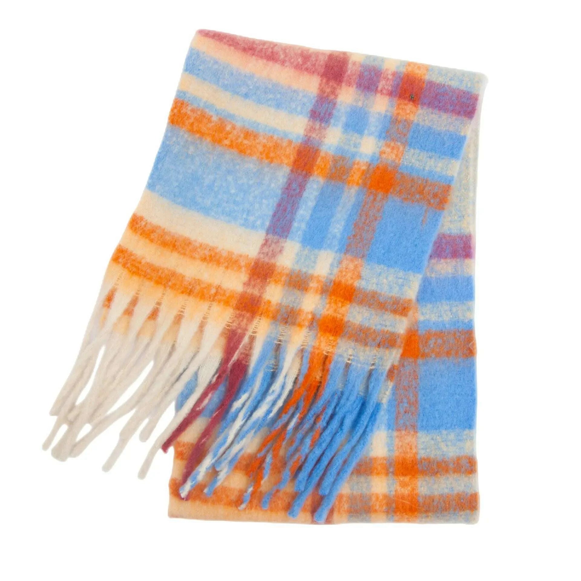 2024 Winter Thick Warm Scarf Women Cashmere Shawl and Wraps Pashmina Neckerchief Bufanda Female Rainbow Hairy Tessel Echarpe New
