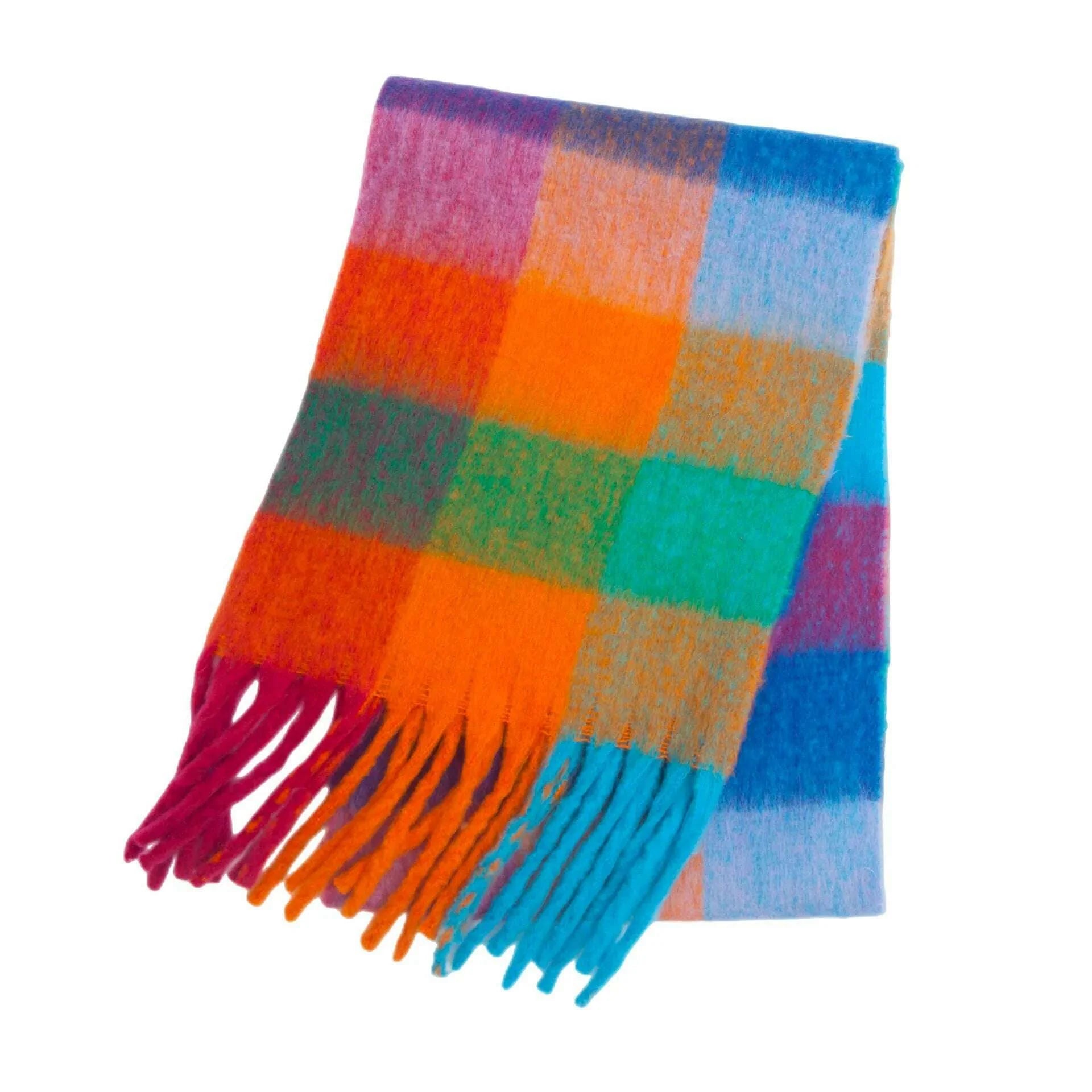 2024 Winter Thick Warm Scarf Women Cashmere Shawl and Wraps Pashmina Neckerchief Bufanda Female Rainbow Hairy Tessel Echarpe New