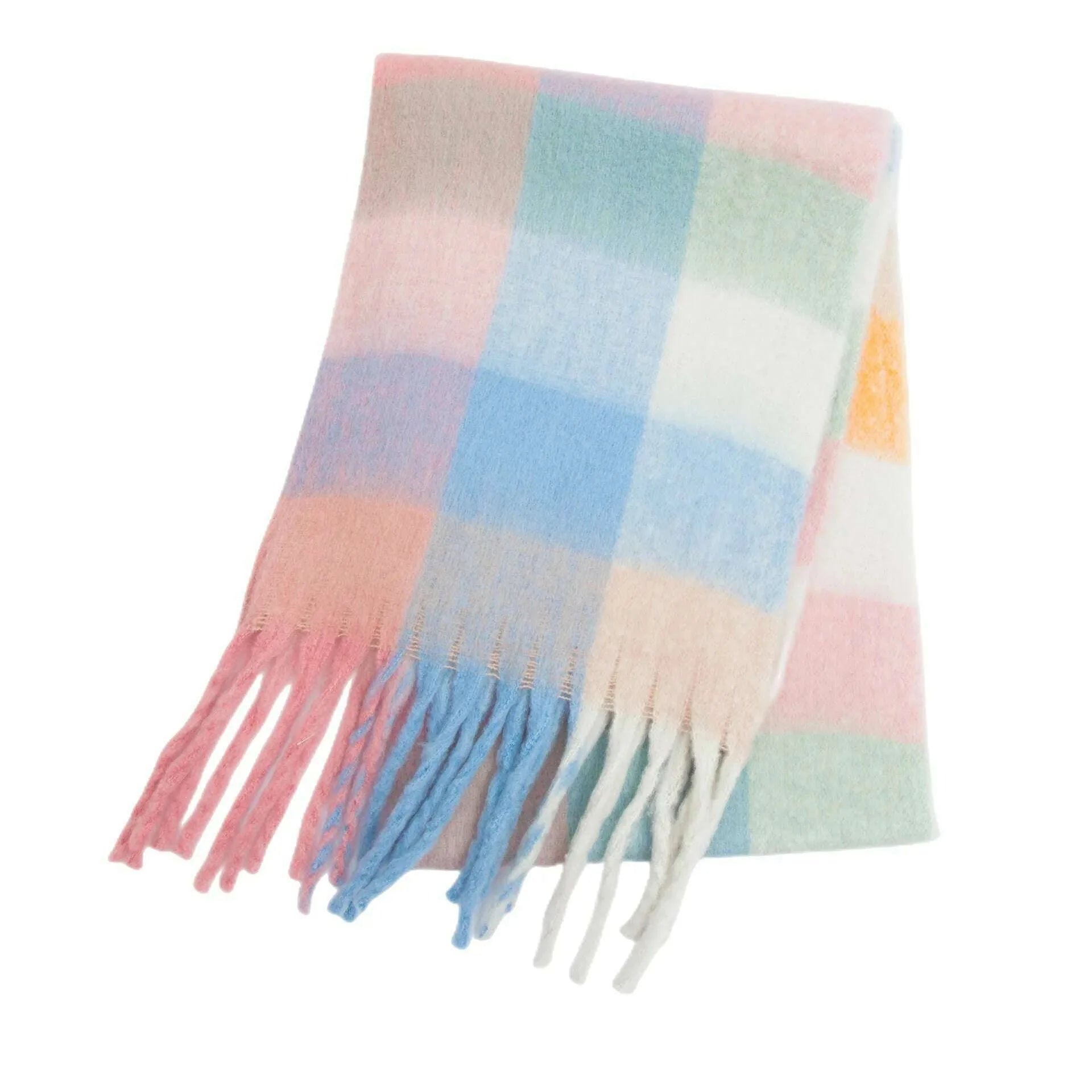 2024 Winter Thick Warm Scarf Women Cashmere Shawl and Wraps Pashmina Neckerchief Bufanda Female Rainbow Hairy Tessel Echarpe New