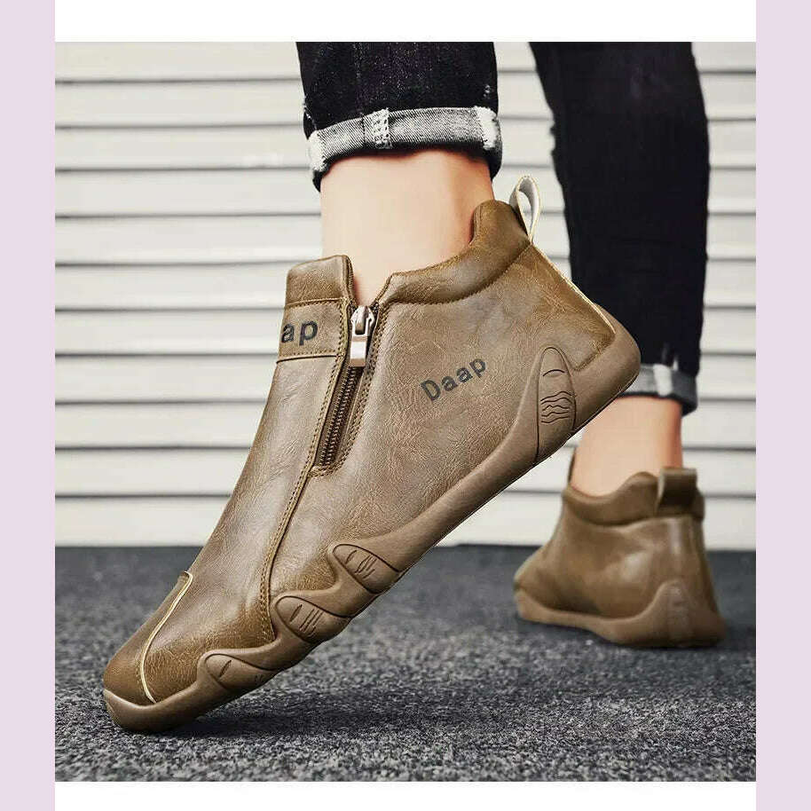 2025 New Casual shoe for Men Luxury Round Toe Men Ankle Boots Light Slip on Walking shoe Outdoor Comfor Men High Top Sneakers