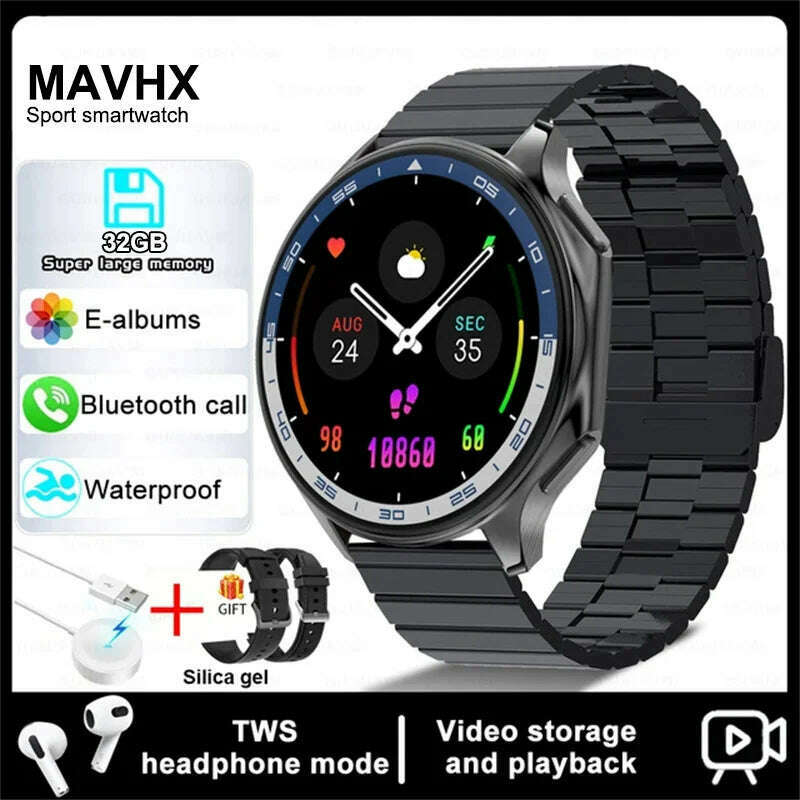 2025 New For OPPO Xiaomi 32G Memory Smart Watch Men Full Touch HD AMOLED Screen Music Fitness Tracker Bluetooth Call Smartwatch