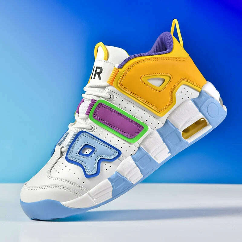 2025 Spring New Cushioned Anti-Shock Basketball Shoes for Teenagers, Student Anti-Slip Wear-Resistant Thick Sole Sports Shoes