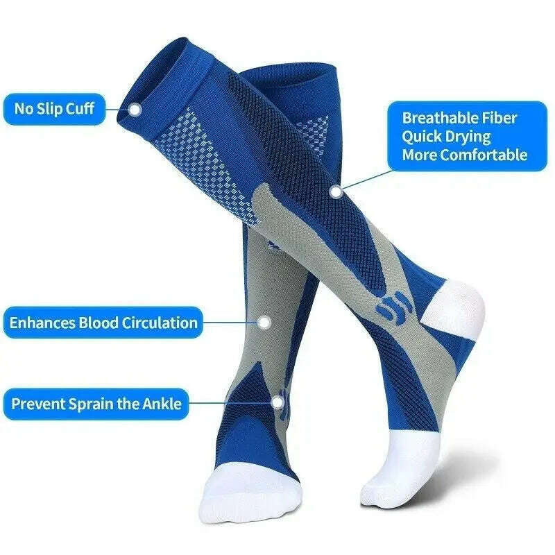 2/3/4 Pairs Compression Socks Knee High Sports Socks Medical Nursing Stockings Varicose Veins Socks Outdoor Cycling Socks