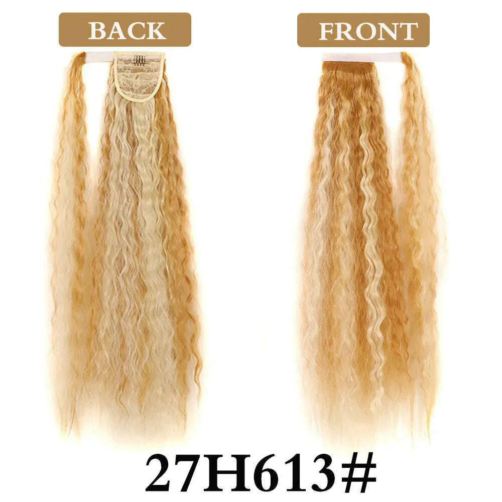 32 Inch Long Ponytail Hair Extension Corn Wavy Texture Synthetic Afro Kinky Curly Ponytail Women Hairpieces Wrap On Pony Tail