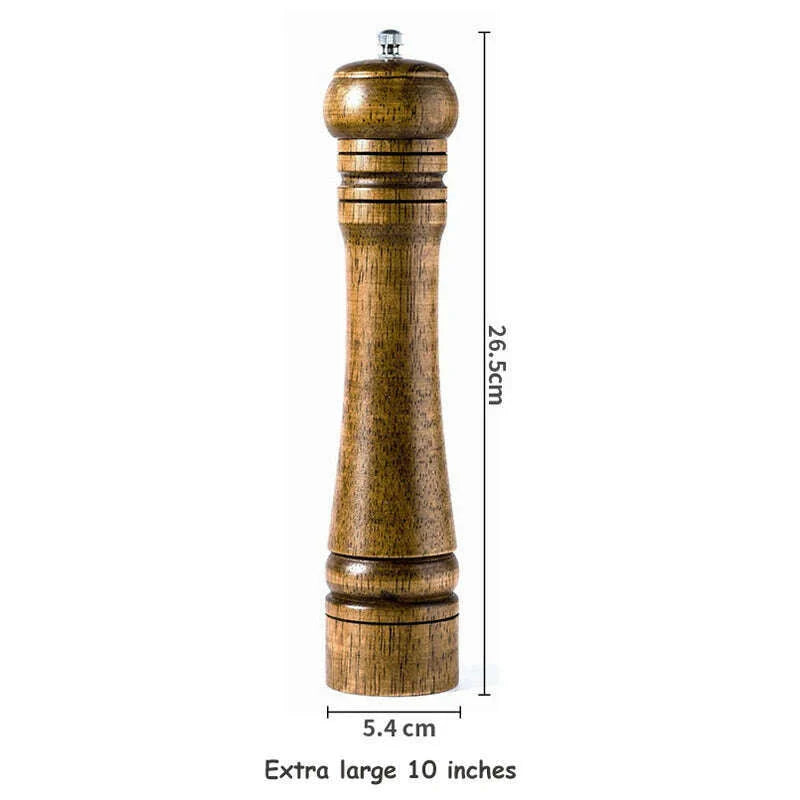 5" 8" 10" Salt and Pepper Grinder, Solid Wood Spice Pepper Mill with Strong Adjustable Ceramic Grinder Kitchen Cooking Tools