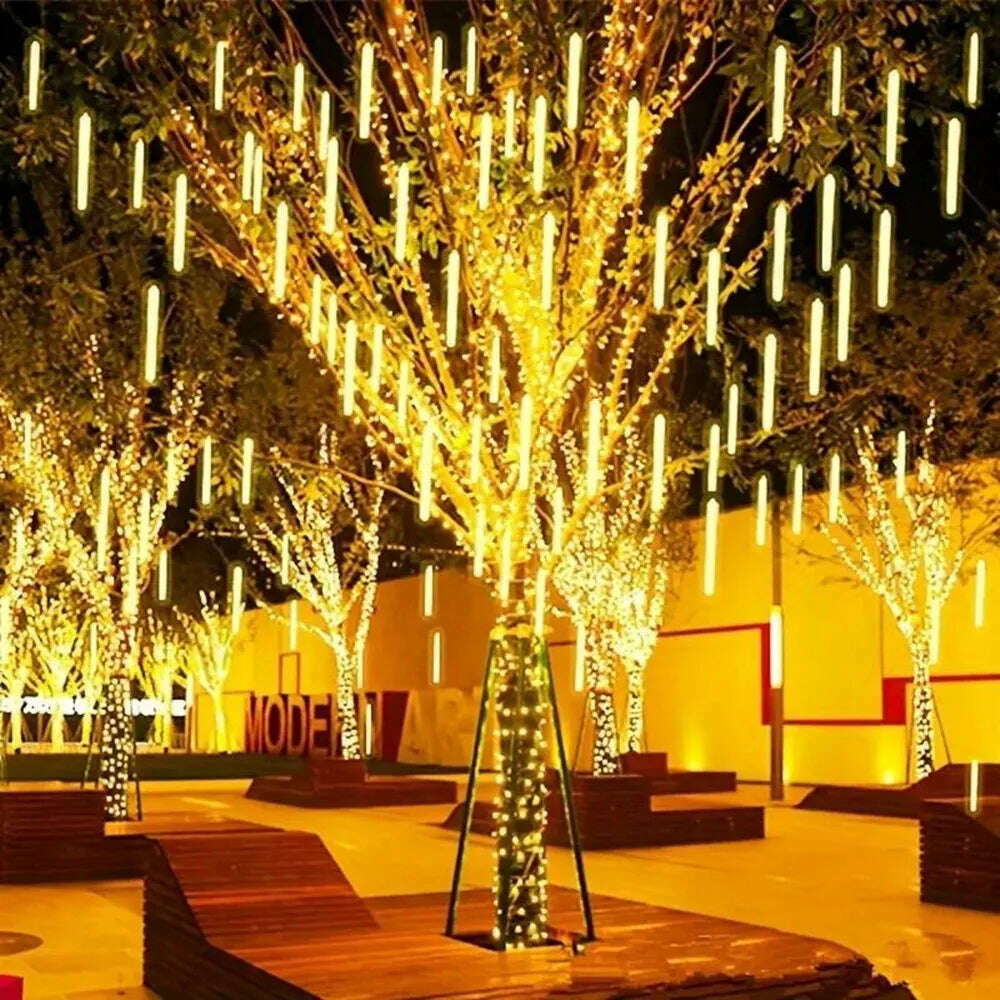 50/30cm EU Plug LED Meteor Shower Rain Lights Falling Raindrop Fairy String Light for Christmas Holiday Party Patio Decor