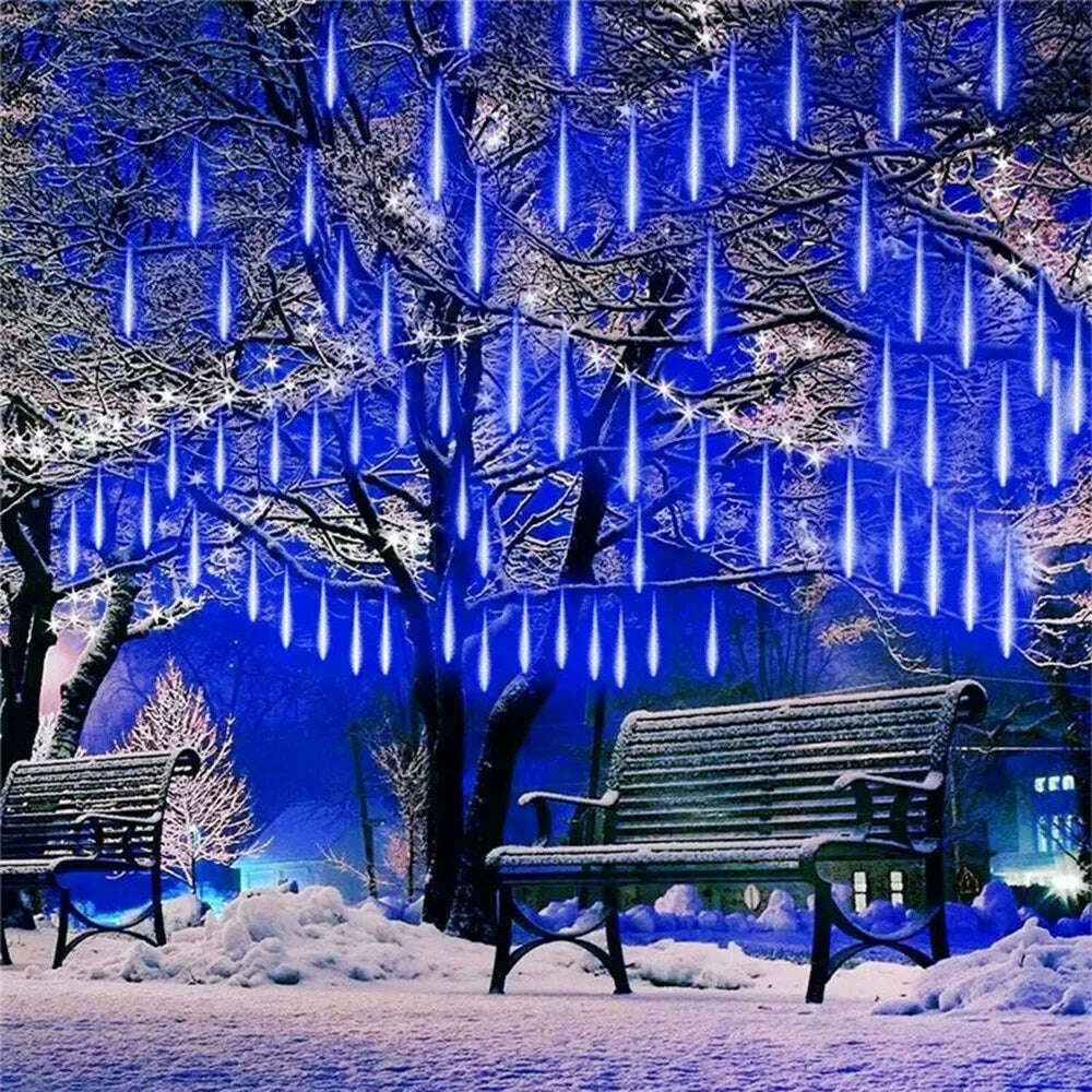 50/30cm EU Plug LED Meteor Shower Rain Lights Falling Raindrop Fairy String Light for Christmas Holiday Party Patio Decor
