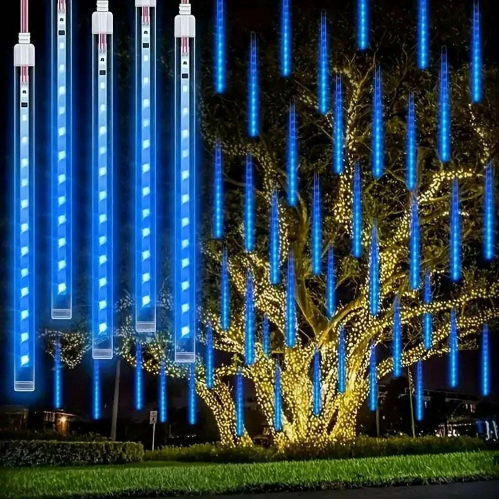50/30cm EU Plug LED Meteor Shower Rain Lights Falling Raindrop Fairy String Light for Christmas Holiday Party Patio Decor