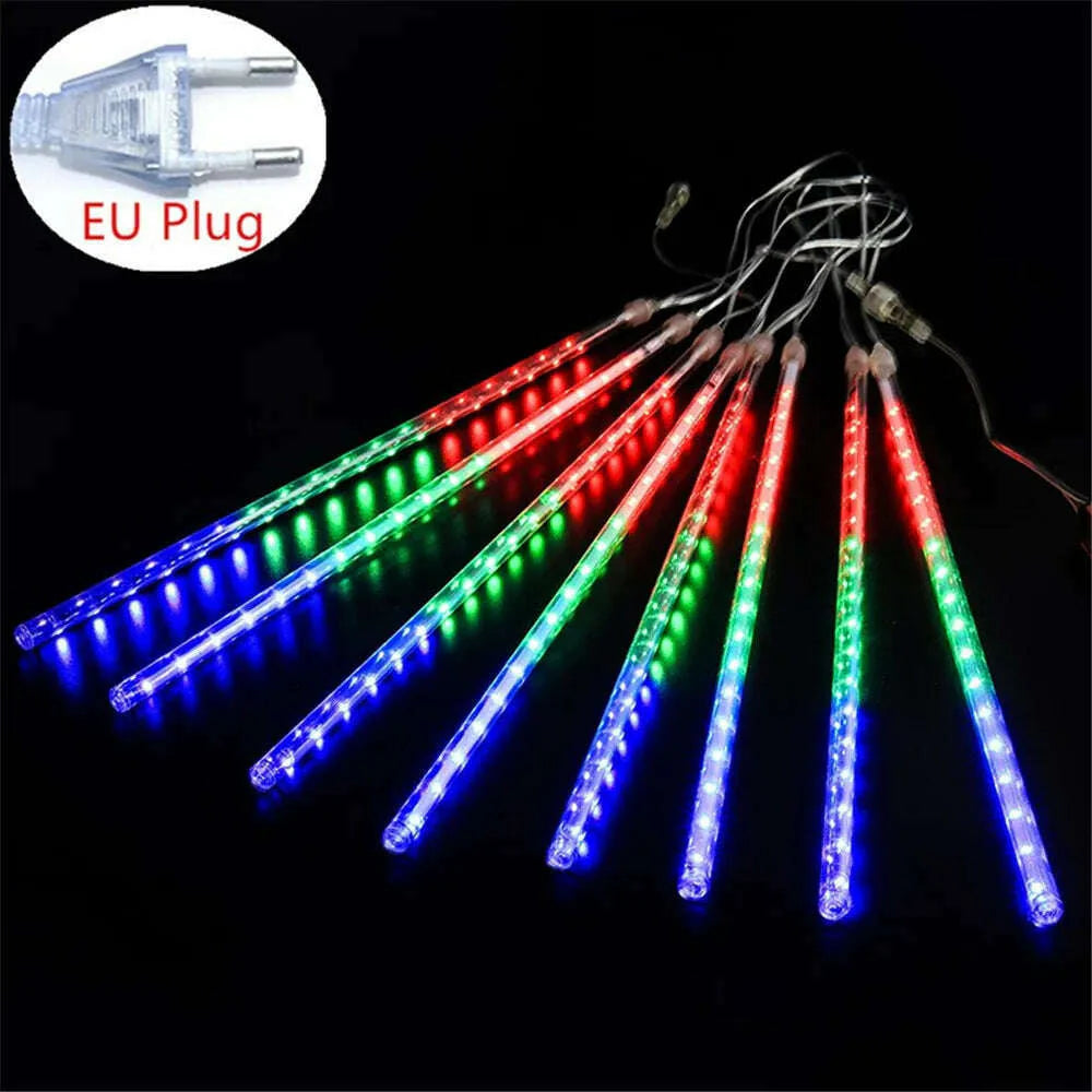 50/30cm EU Plug LED Meteor Shower Rain Lights Falling Raindrop Fairy String Light for Christmas Holiday Party Patio Decor