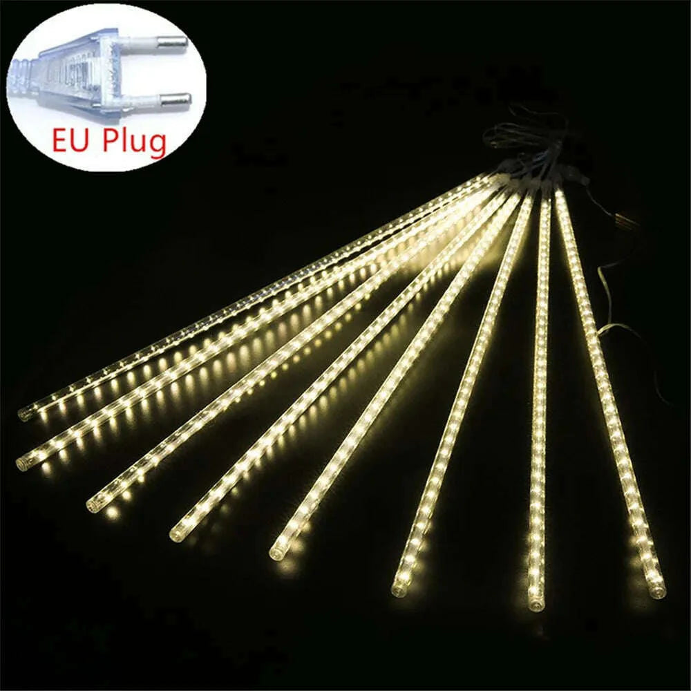 50/30cm EU Plug LED Meteor Shower Rain Lights Falling Raindrop Fairy String Light for Christmas Holiday Party Patio Decor