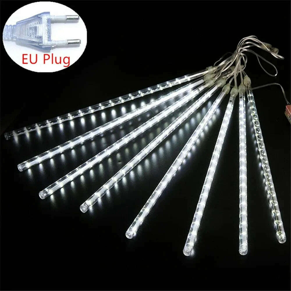 50/30cm EU Plug LED Meteor Shower Rain Lights Falling Raindrop Fairy String Light for Christmas Holiday Party Patio Decor