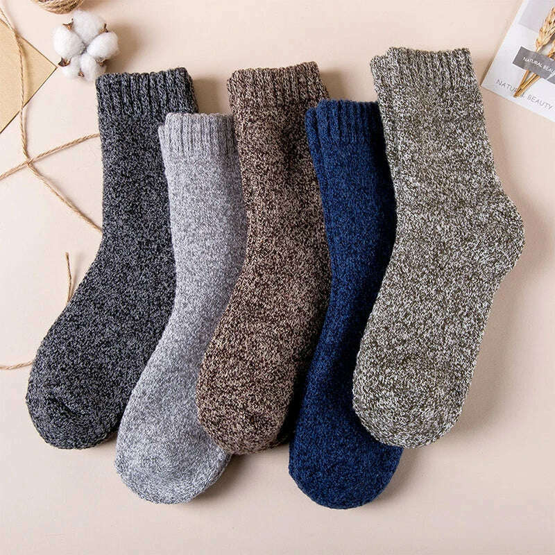 5Pairs/Lot Winter Thicken Wool Socks Men's High Quality Towel Keep Warm Sock Cotton Christmas Gift Socks For Male Thermal 38-45