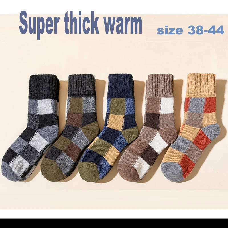 5Pairs/Lot Winter Thicken Wool Socks Men's High Quality Towel Keep Warm Sock Cotton Christmas Gift Socks For Male Thermal 38-45