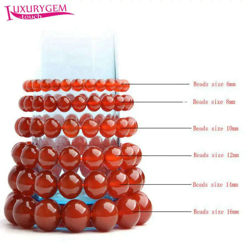 6-12mm Natural Hematite Stone Handmade Bracelet Elasticity Smooth Round Shape Beads Men Women's Jewelry 18-19cm sk502