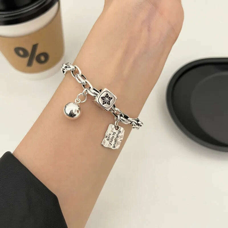 925 Sterling Silver Bracelet Good Luck Ball Words Punk Heart Strawberry For Woman Girl Fashion Jewelry Gift Dropship Wholesale