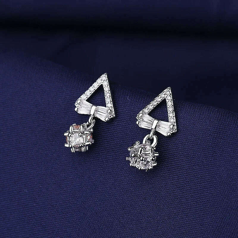 925 Sterling Silver Jewelry Women Fashion Cute Tiny Clear Crystal CZ Stud Earrings Gift for Girls Teens Lady Gift