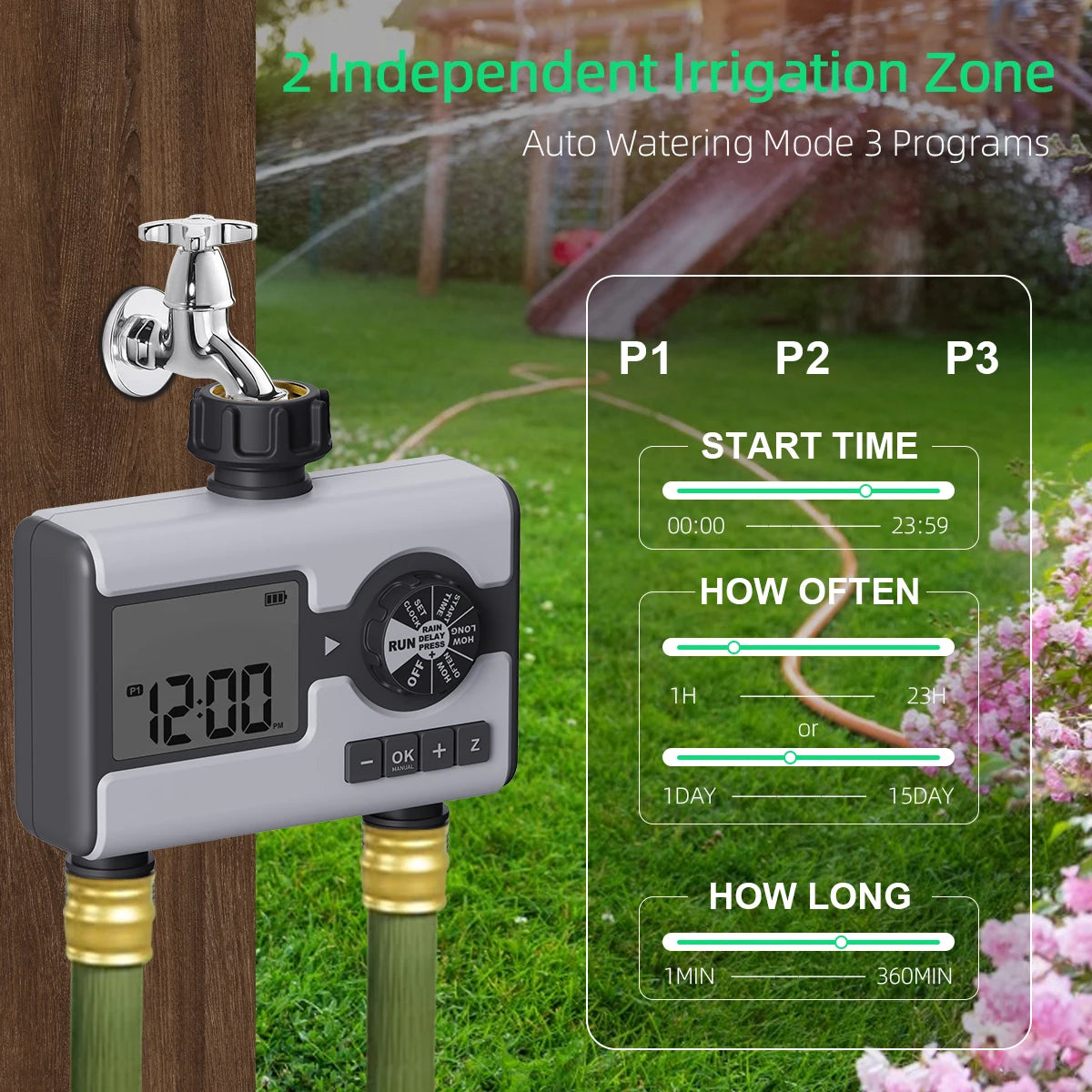 Wholesale Two-Outlet Digital Irrigation Timer Automatic Garden Watering with LCD Display WiFi Communication Plastic/Metal Timer