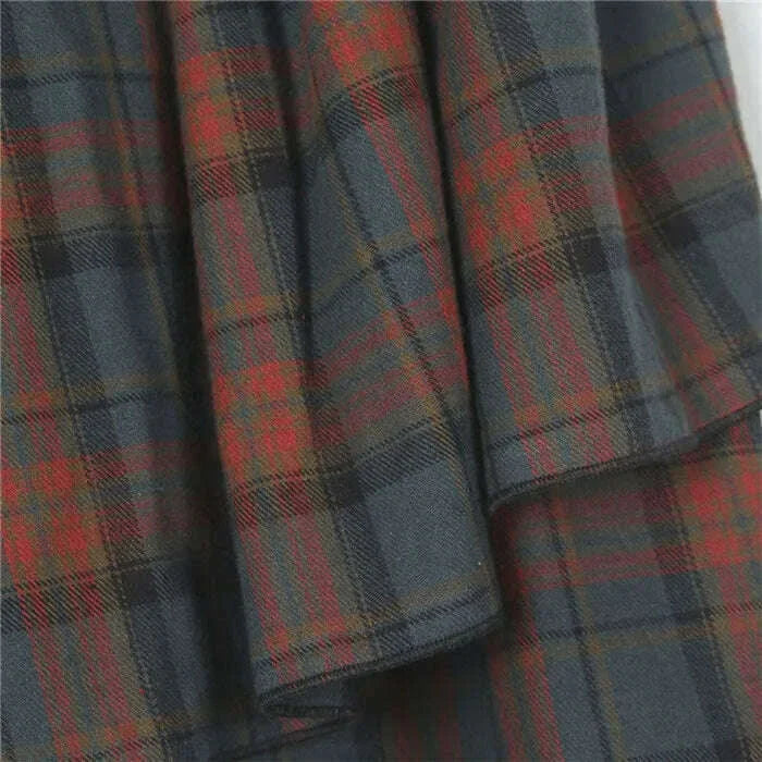 Women's Skirt 2022 Spring Autumn Winter New Plaid Skirts Elastic Waist A-Line Retro Elegant Swing Skirts Female Dance Clothes
