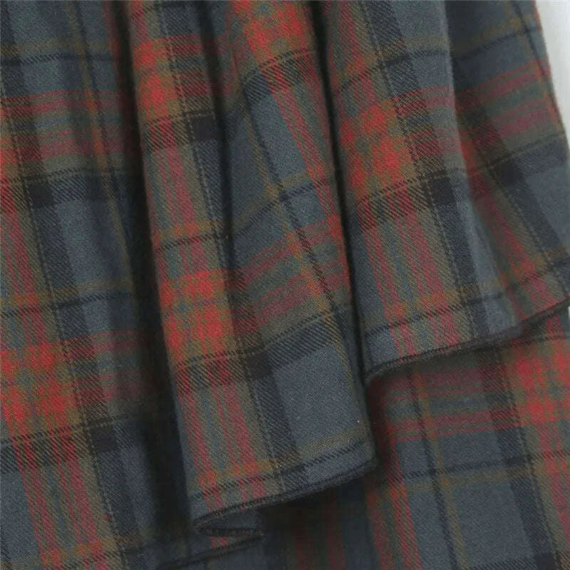 Women's Skirt 2022 Spring Autumn Winter New Plaid Skirts Elastic Waist A-Line Retro Elegant Swing Skirts Female Dance Clothes