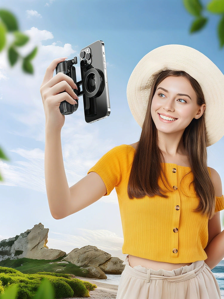 Far Monkey Magnetic Mobile Phone Photography Handle Magnetic Suction Selfie Stick Multi-Function Auxiliary Shooting Rod Outdoor Travel Photography Assistant Portable Photo Shooting Rotatable Rocker Handheld Magnetic Suction F